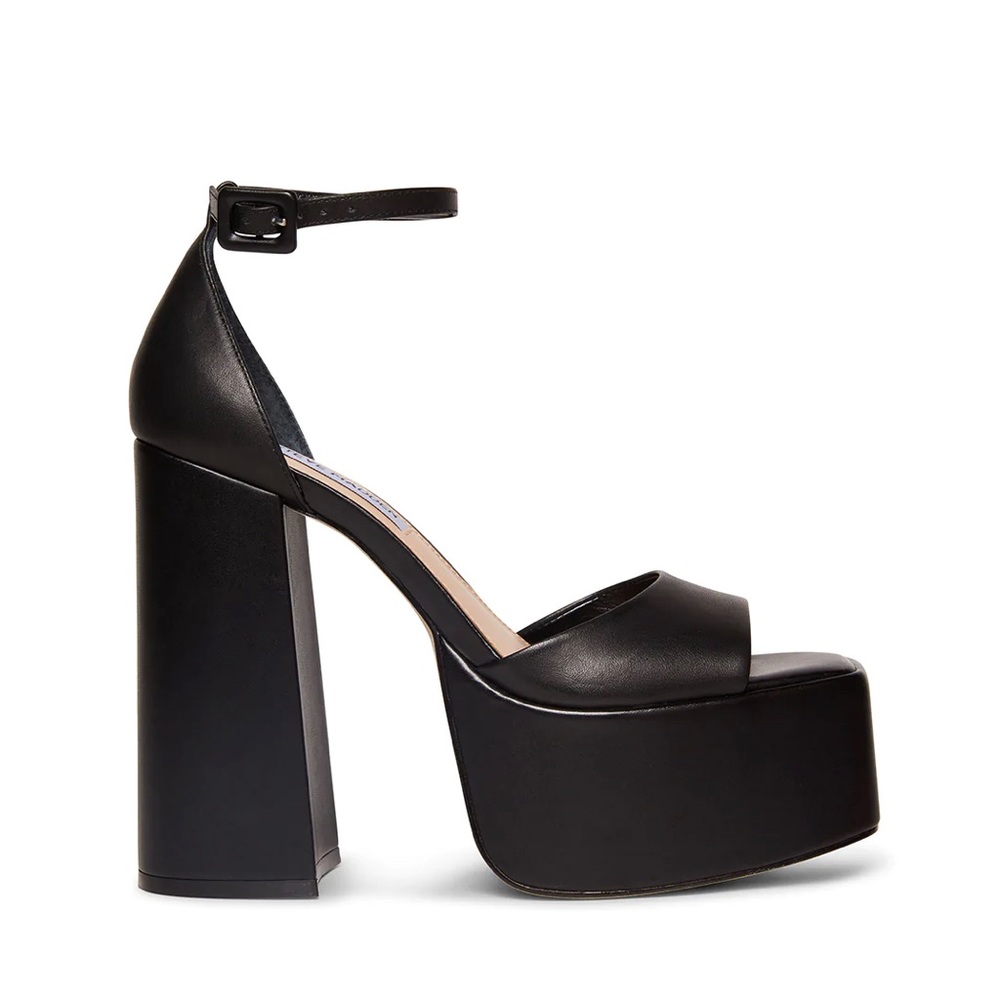 Steve Madden Kassiani Black Leather Heels